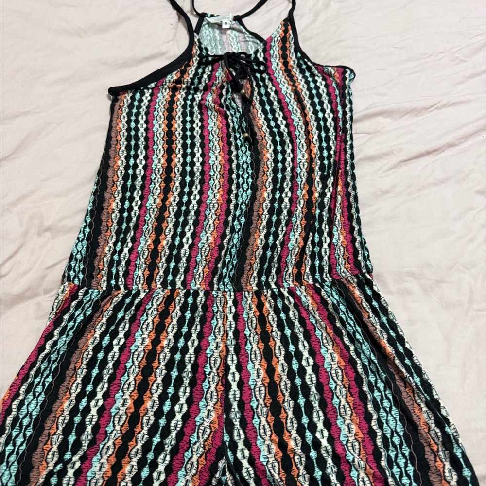 Ella Moss Black Multicolor Striped Swim Coverup
